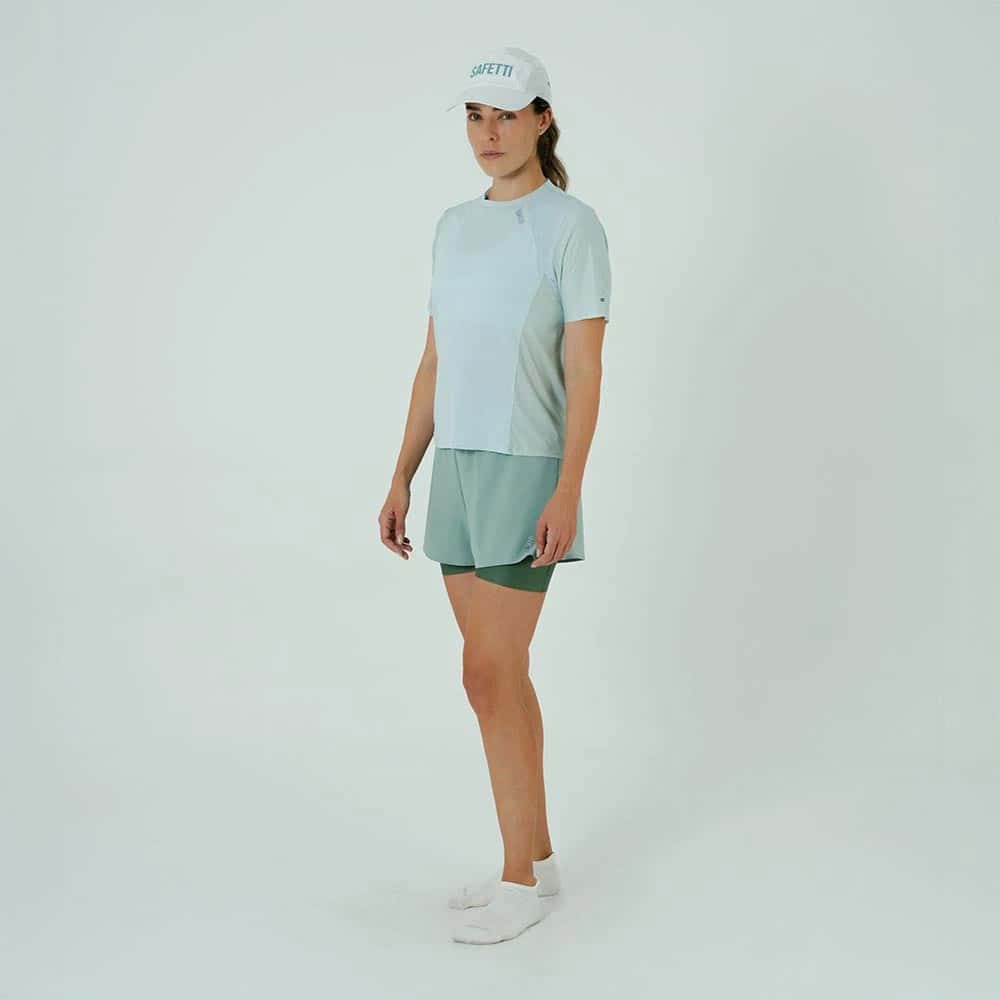CAMISETA RUNNING MANGA CORTA PRO 405 AZUL CLARO PARA MUJER