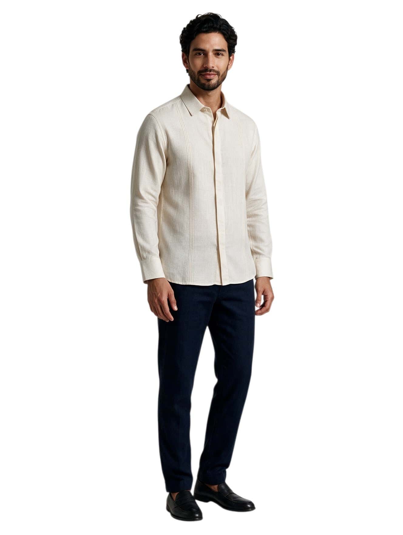 Guayabera beige con botones ocultos - miniatura 2