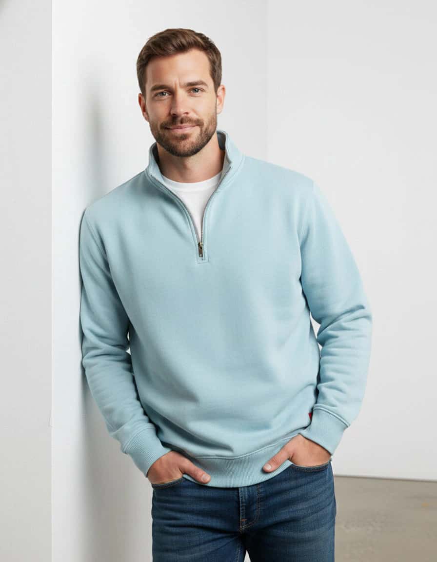 Buzo cuello alto hombre Azul Celeste