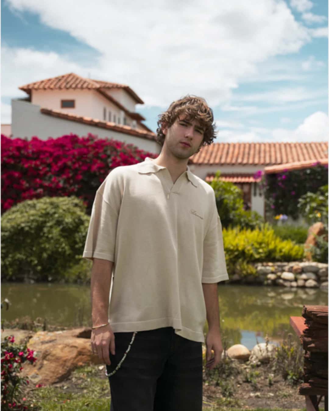CAMISETA POLO TEJIDA - BEIGE - miniatura 2