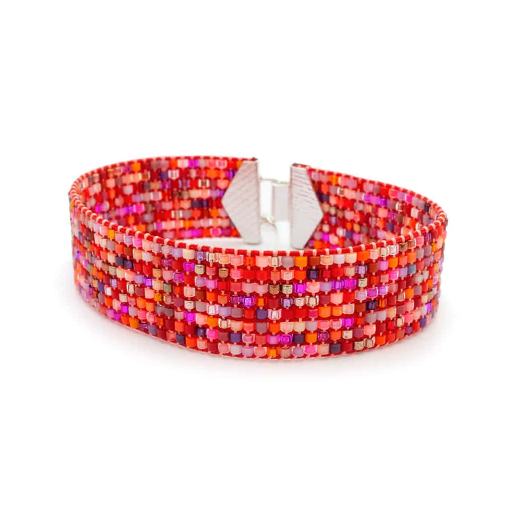PULSERA TSUNAMI TONOS ROJOS, NARANJAS Y MORADOS