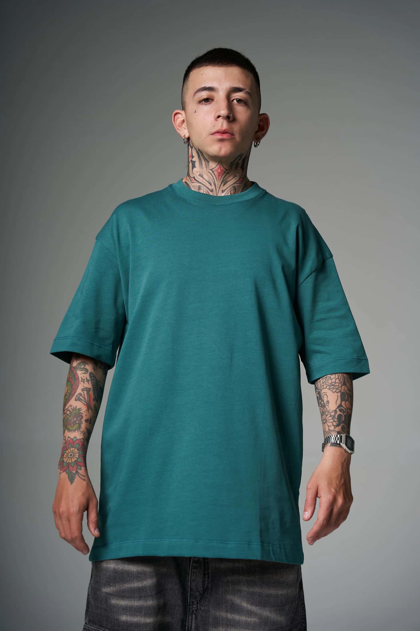 Camiseta 100% Algodón Peruano verde Oversize 250 Gramos