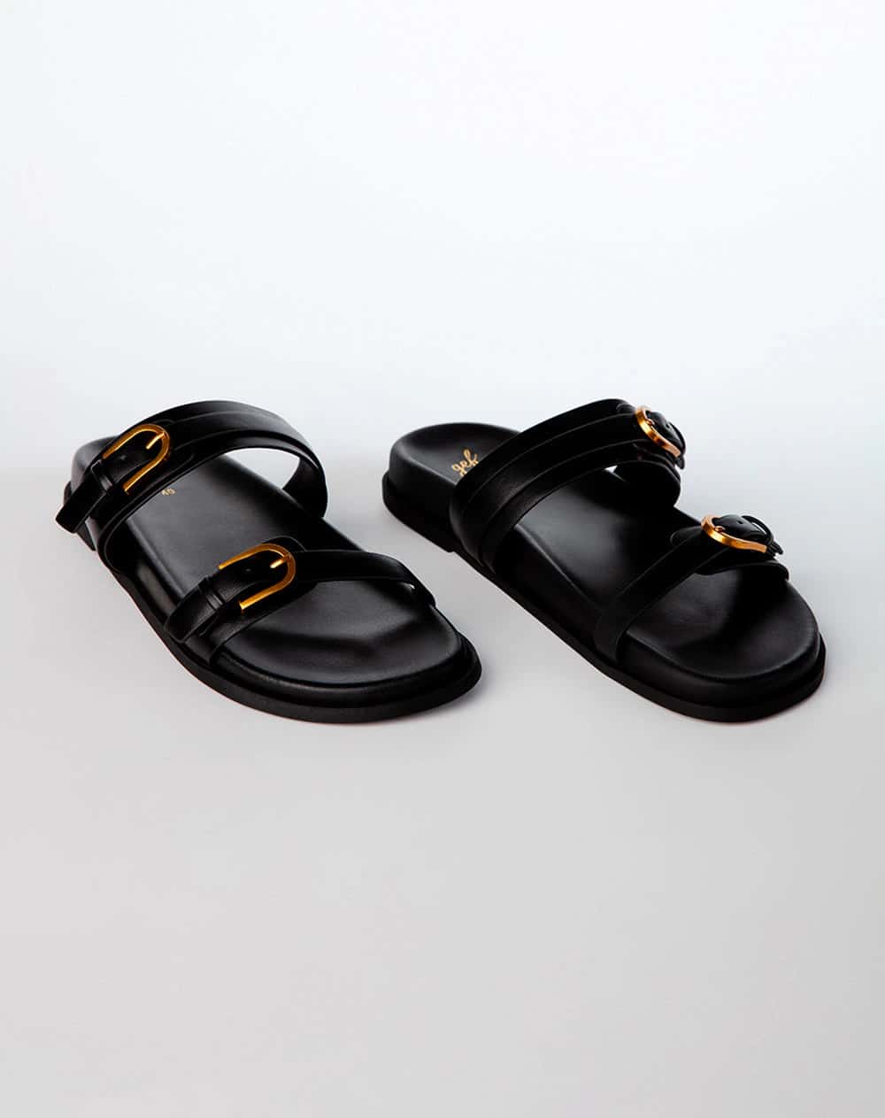 Sandalias planas negras mujer