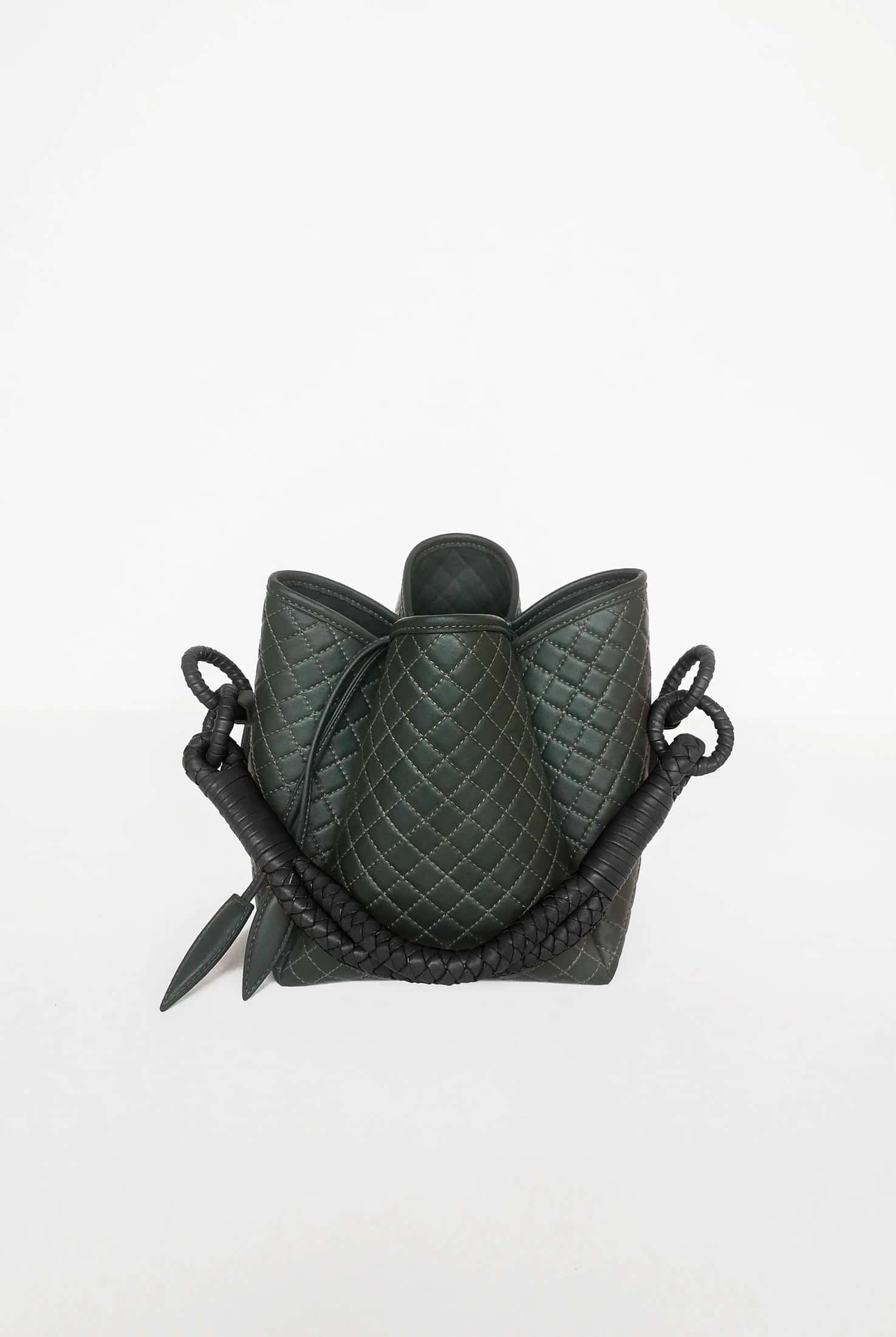 Tulip Mini Bucket Bag, Green & Black
