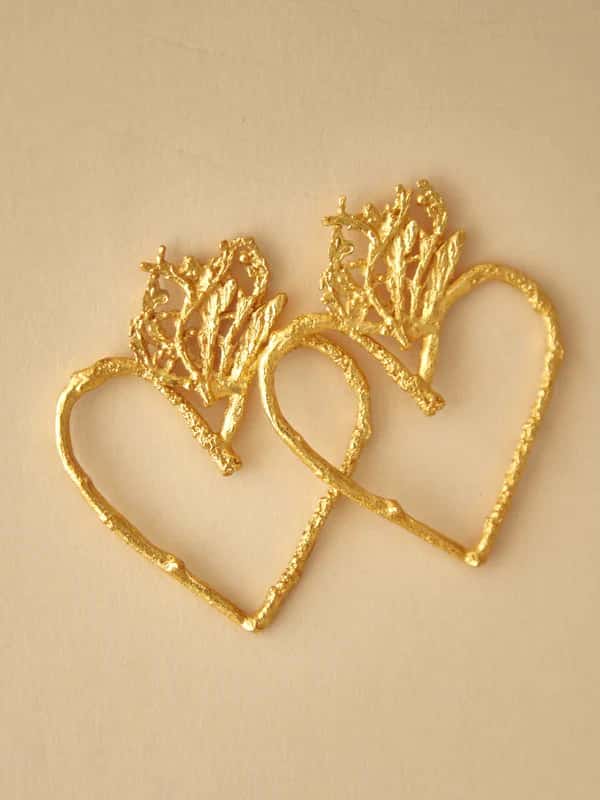 ARETES CORAZON RAMA PINO - miniatura 3