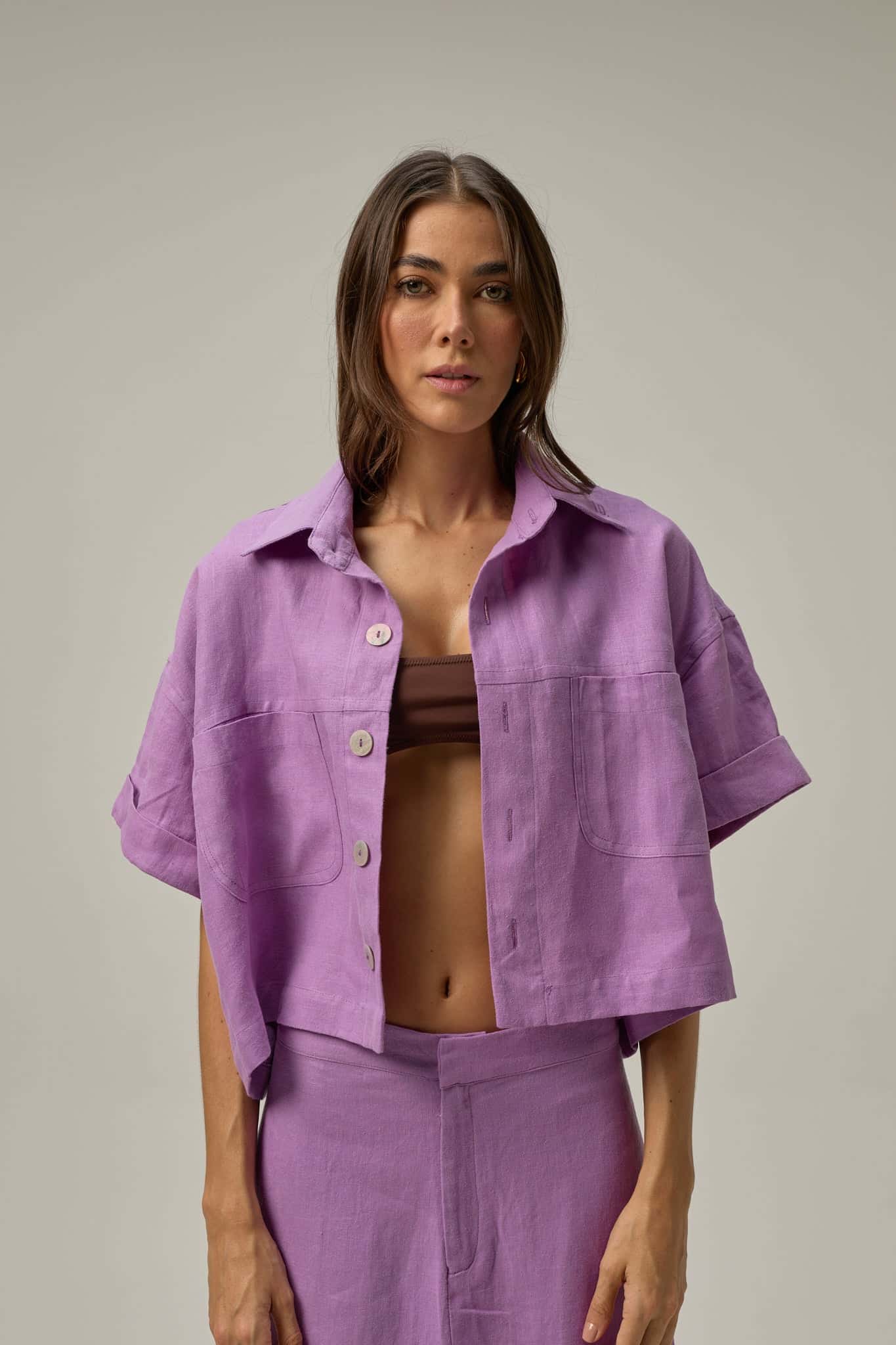 Camisa Rise de lino | Morado