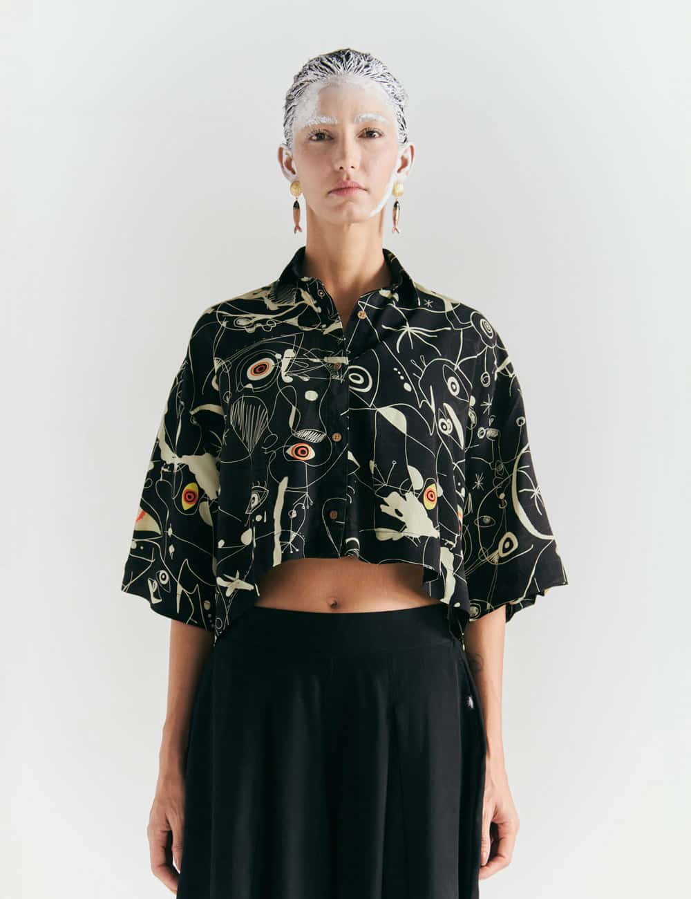 Camisa Oversize Ferra negro + crudo Mujer