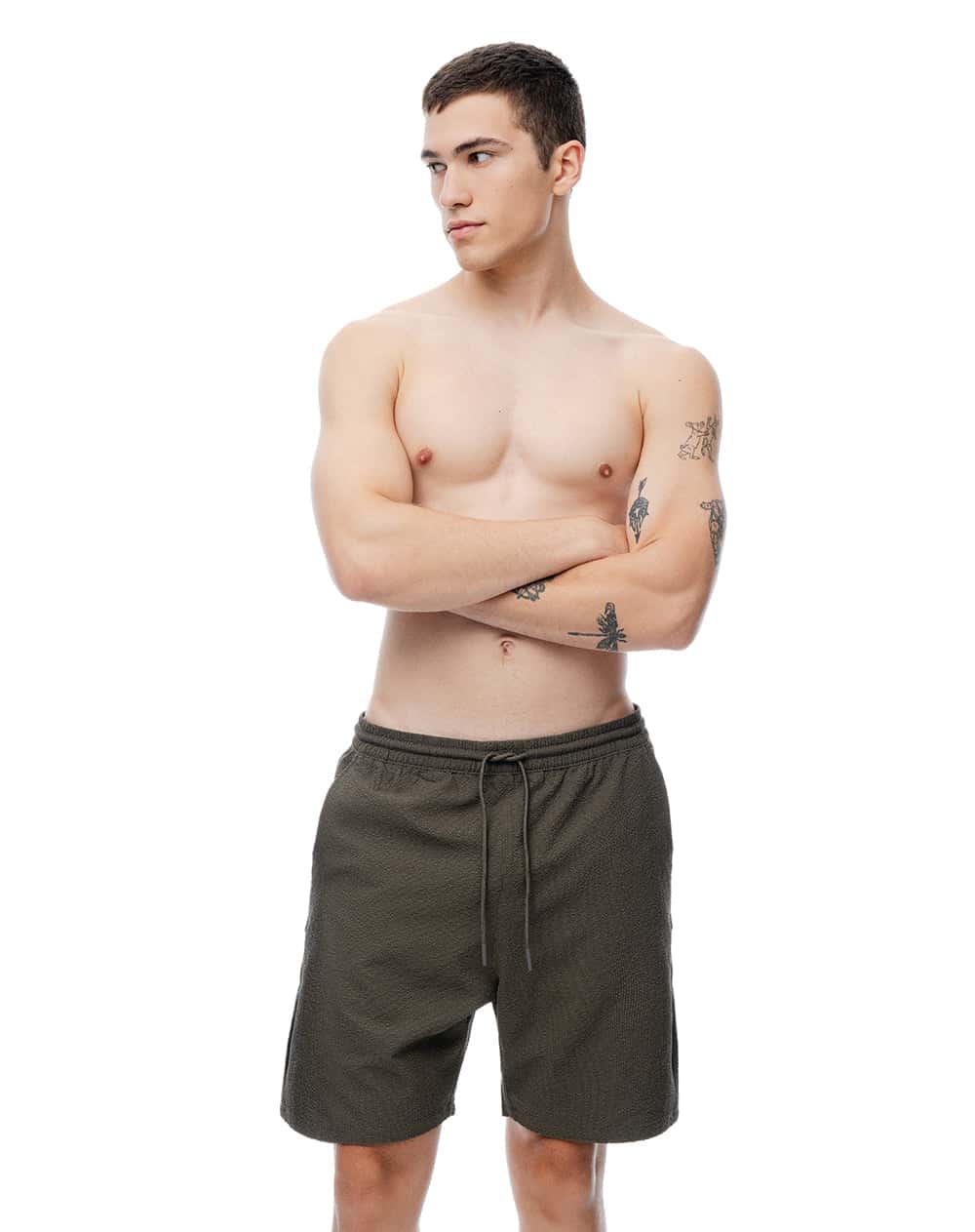 Pantaloneta de baño regular café hombre
