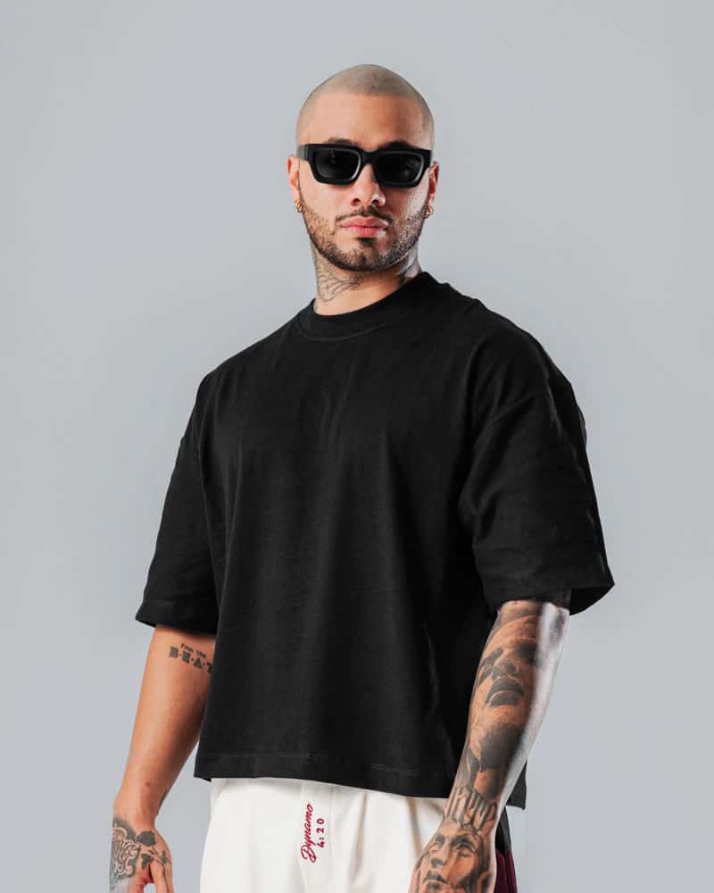 Camiseta Boxy Fit Básica Negro - miniatura 1