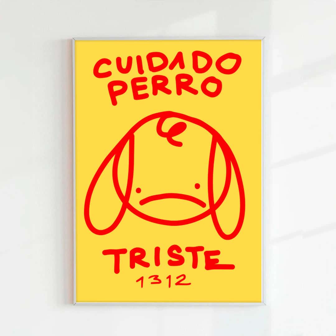 Print Cuidado perro triste amarillo (Papel 220g)