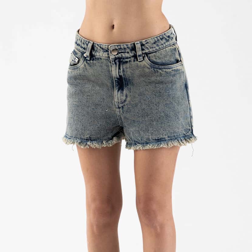 BLACK ACID DENIM SHORT