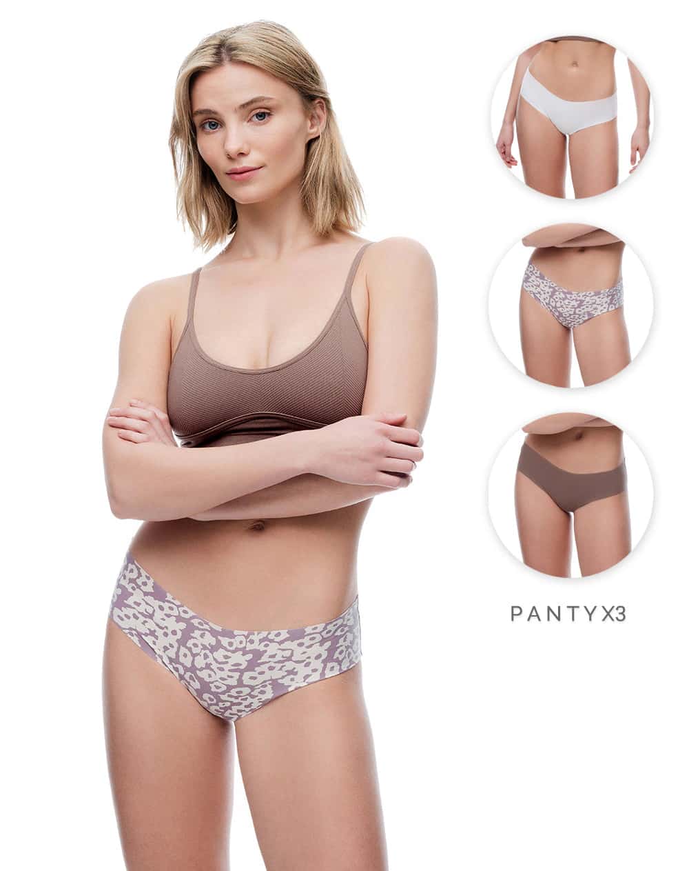 Panty cachetero tiro medio invisble x3unds surtido mujer