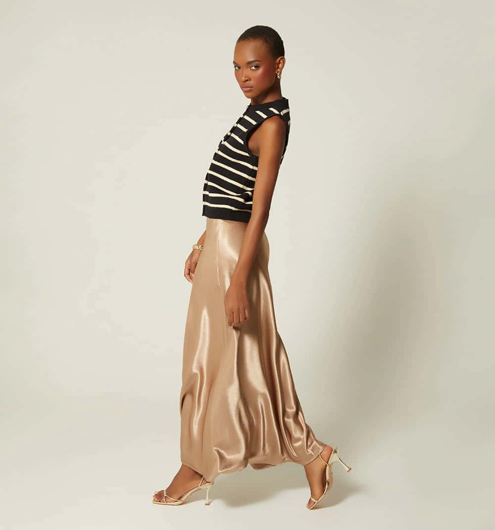 Falda midi en sateen