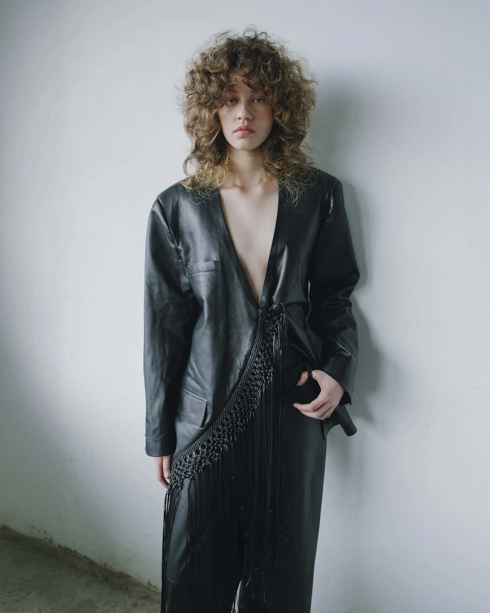 MACRAME LEATHER BLAZER - miniatura 7