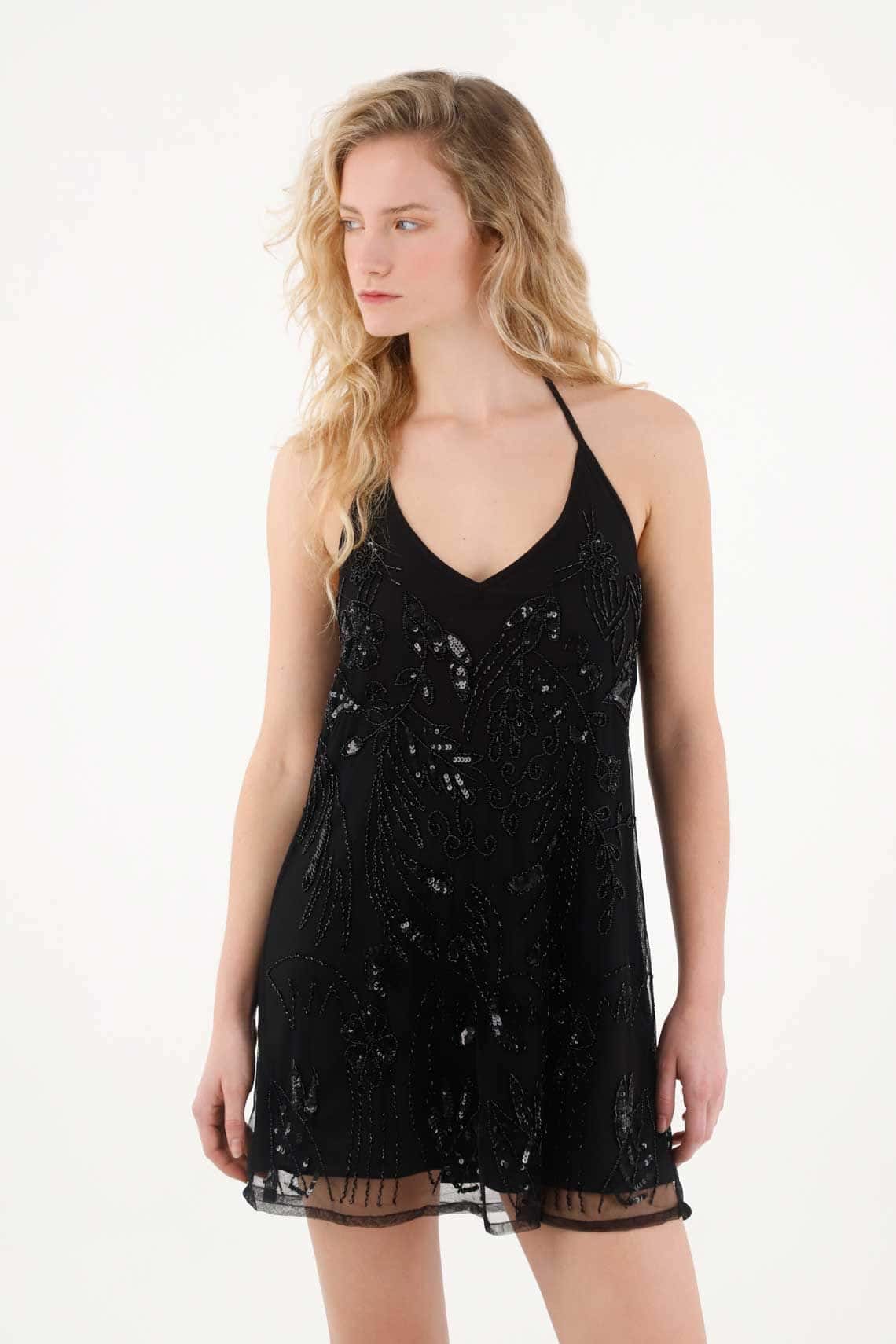Vestido corto con lentejuelas para mujer