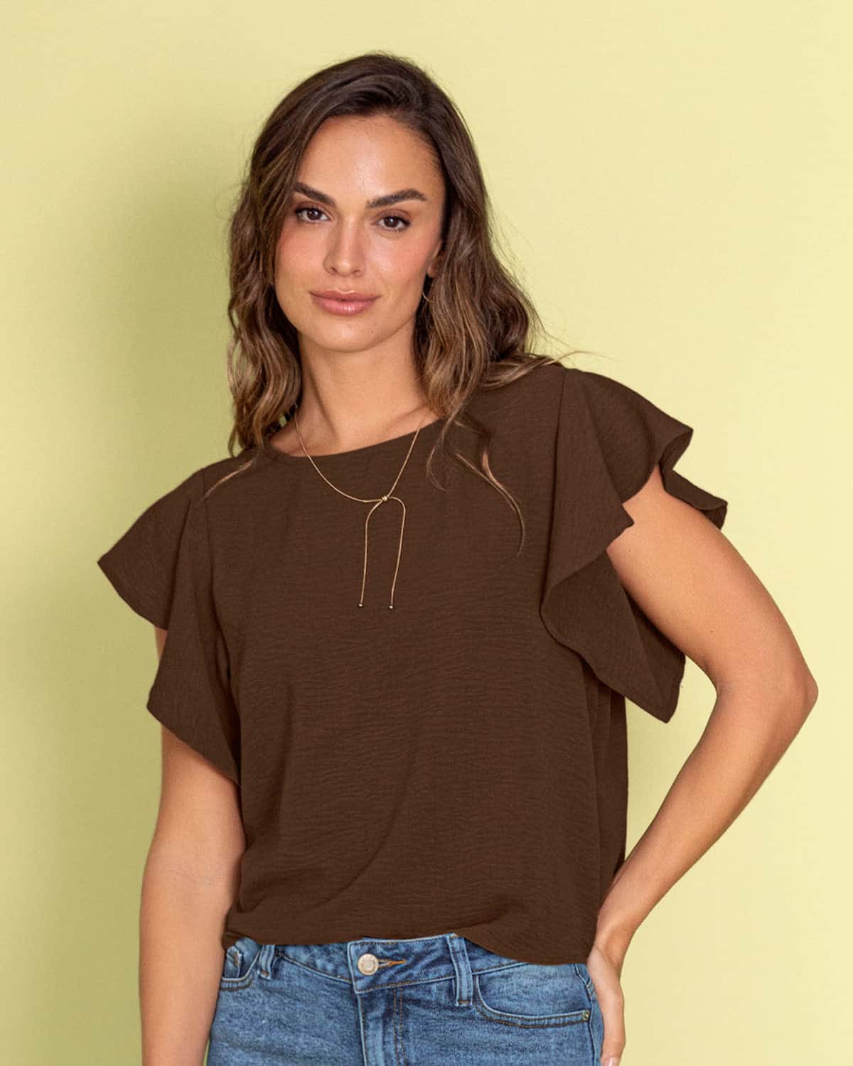 Blusa con boleros en mangas en tela craquelada