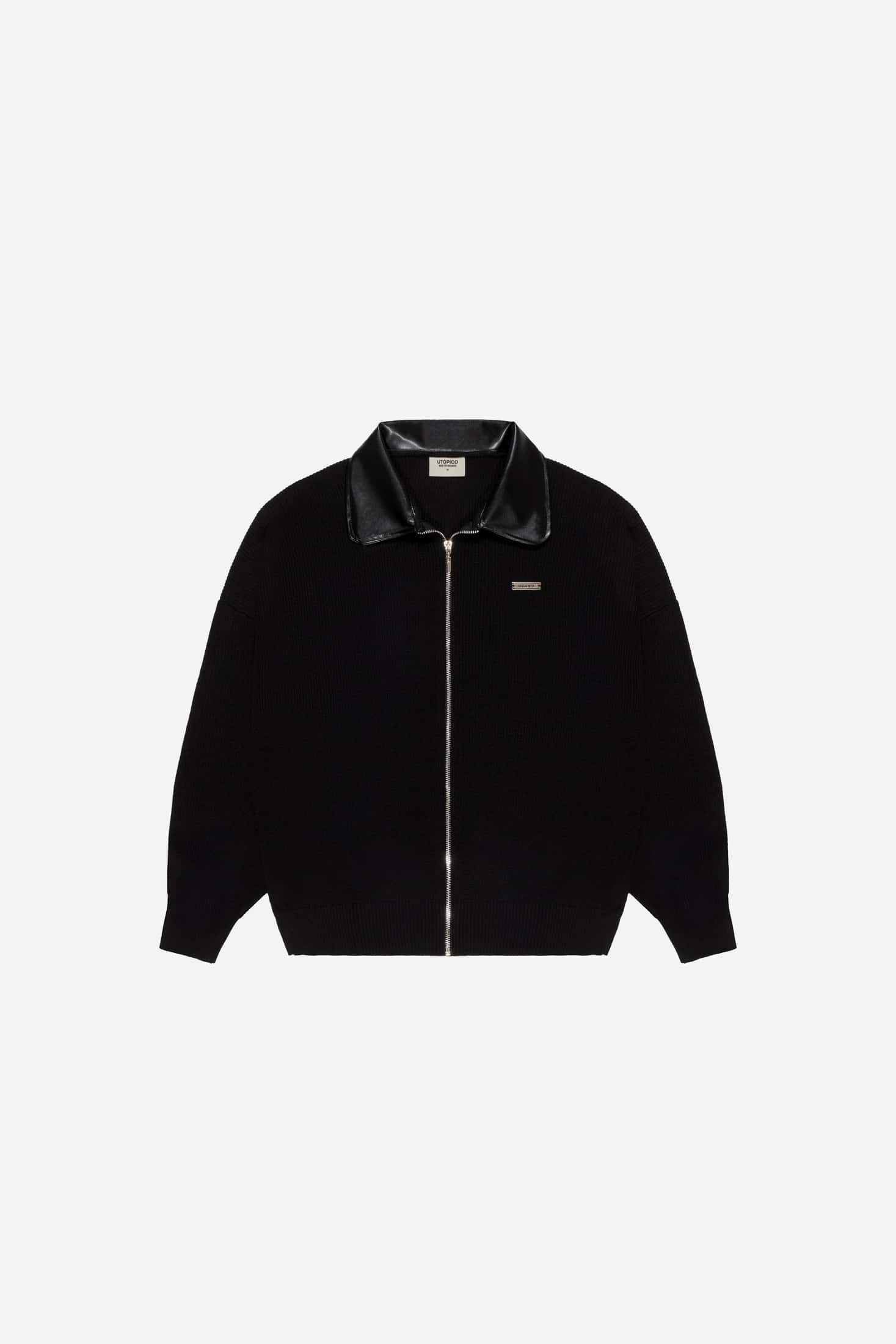 KNIT ZIP UP NEGRO - miniatura 1