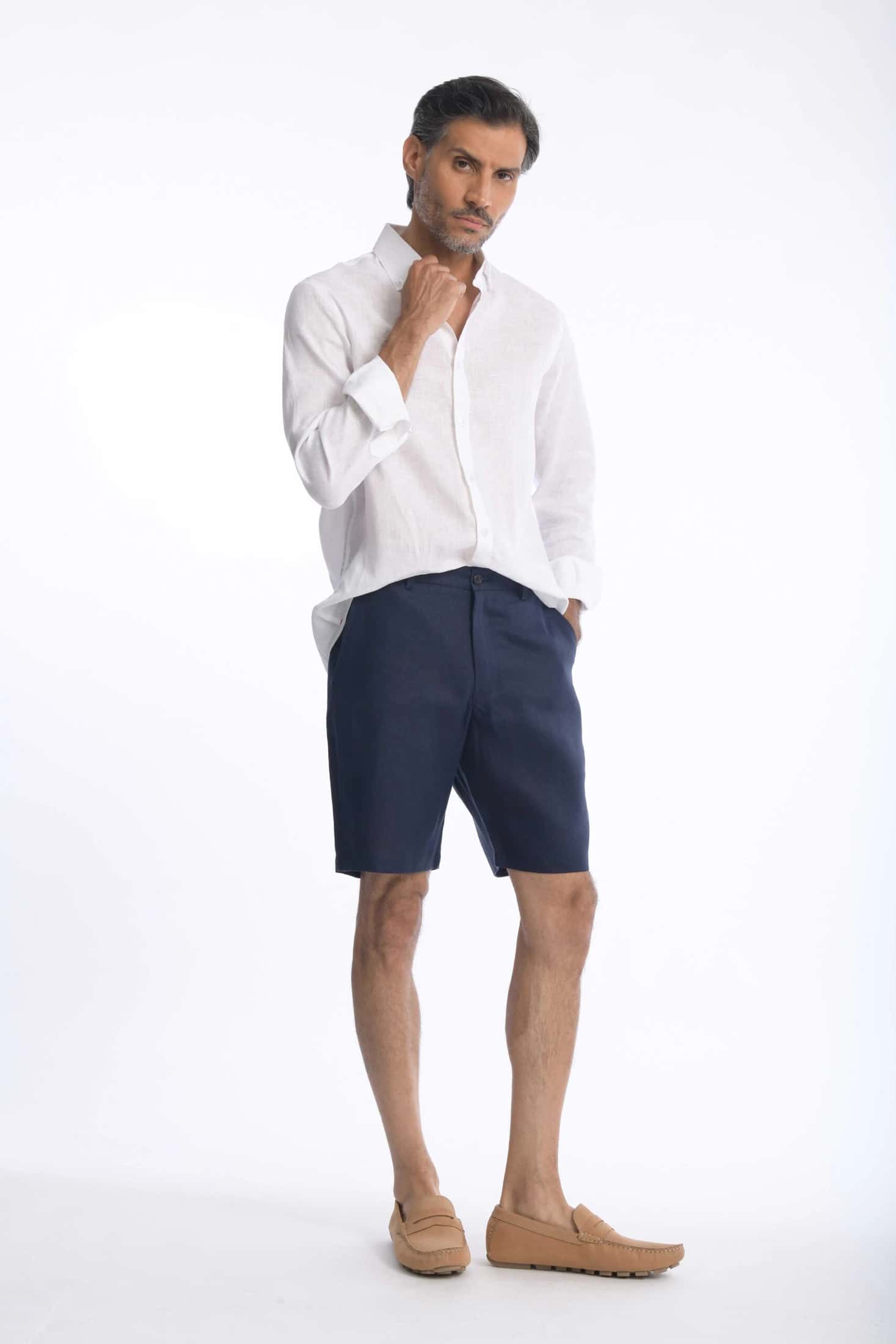 Bermuda Lino Azul Navy