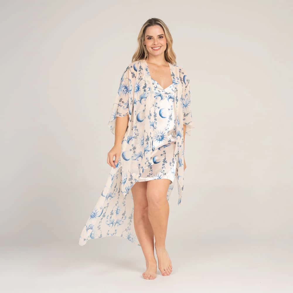 Kimono Manga 3/4 con Estampado Capsula Santorini.