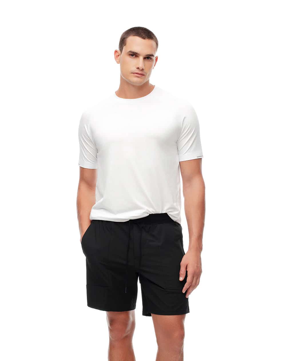 Pantaloneta deportiva secado rápido negra hombre