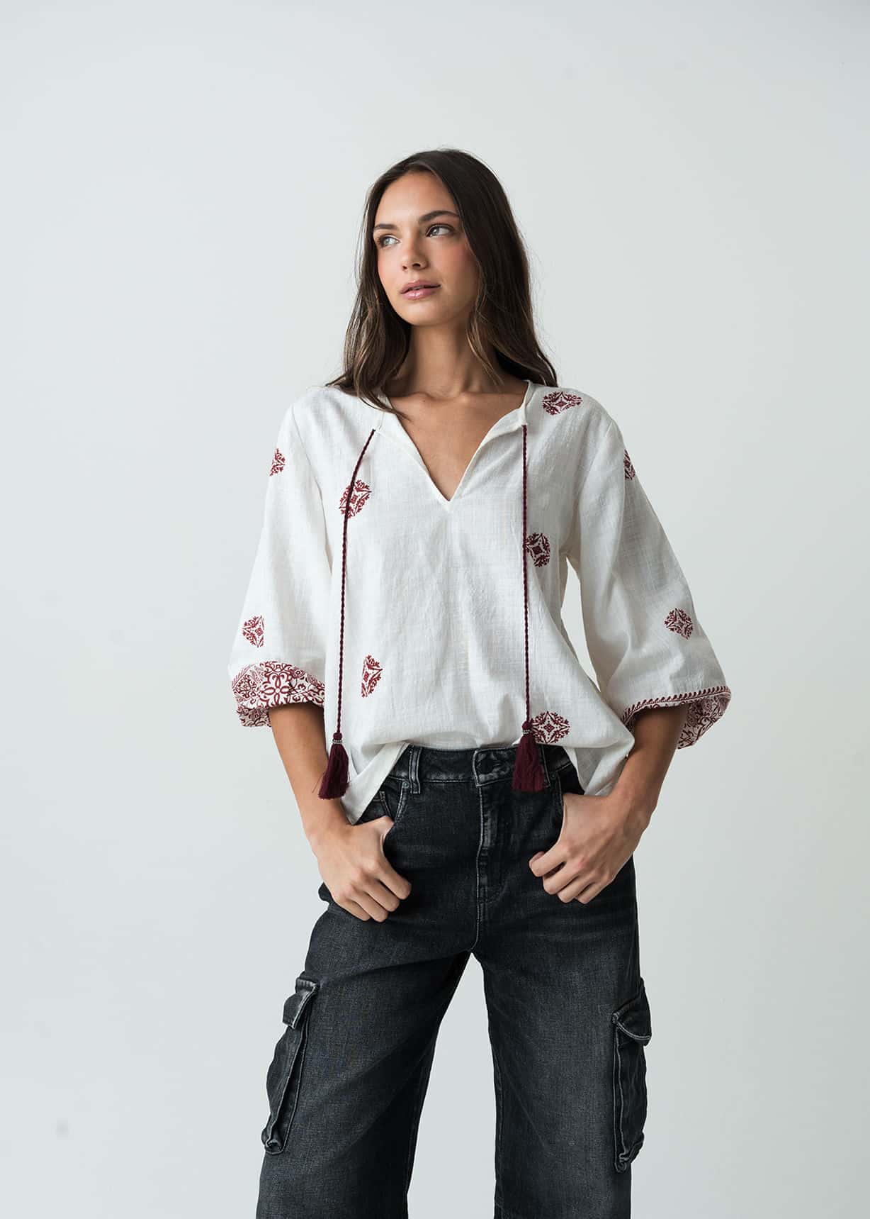 Camisa manga larga con elástico