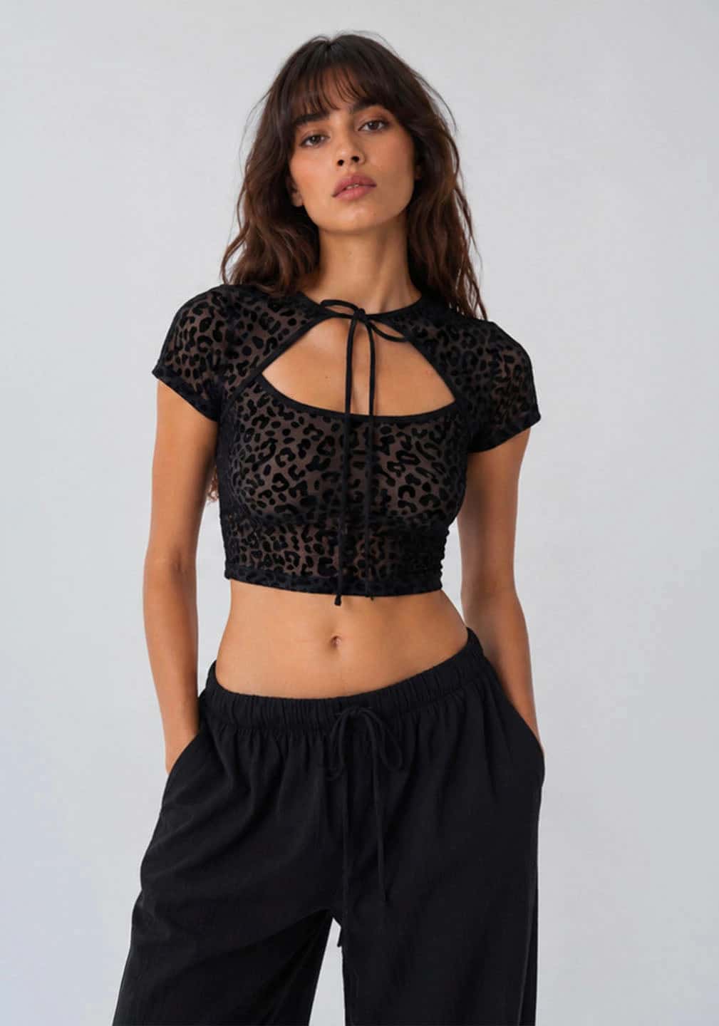 NINA BLACK CROP TOP - miniatura 1