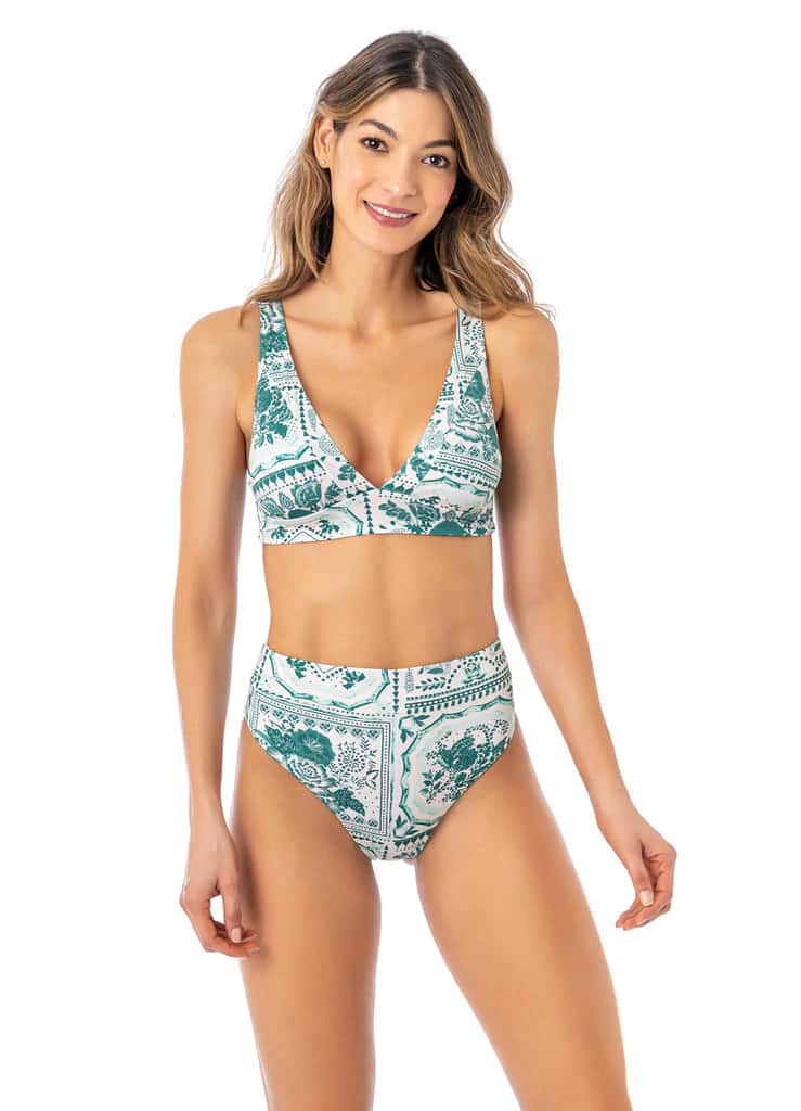 Maaji Morrocan Tiles Rocky Long Line Triangle Bikini Top - miniatura 1