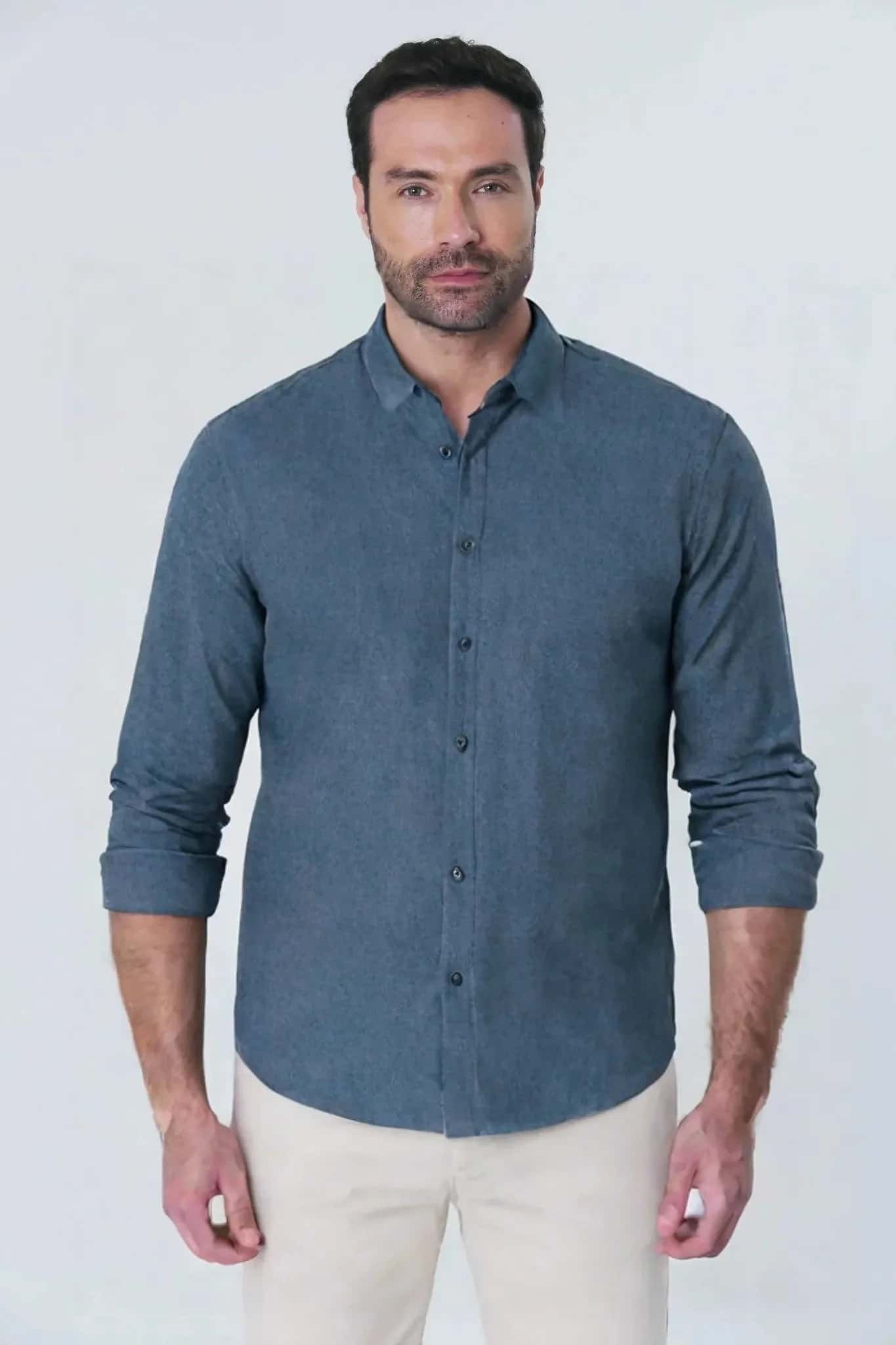 Camisa manga larga efecto chambray JS