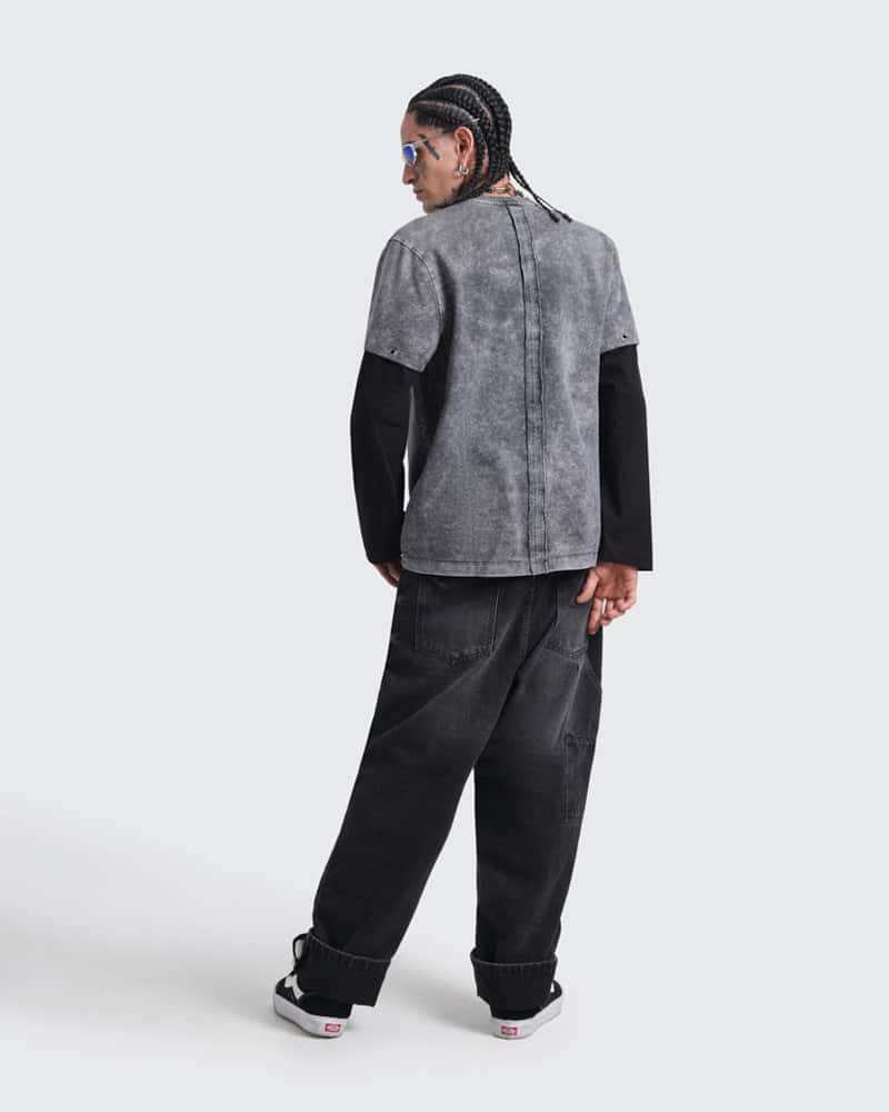 Camiseta Gris Oversize Doble Manga Raw - miniatura 7