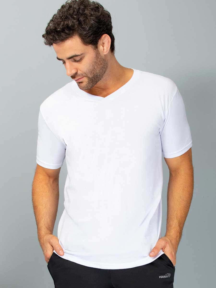 Camiseta Básica Cuello V Blanco