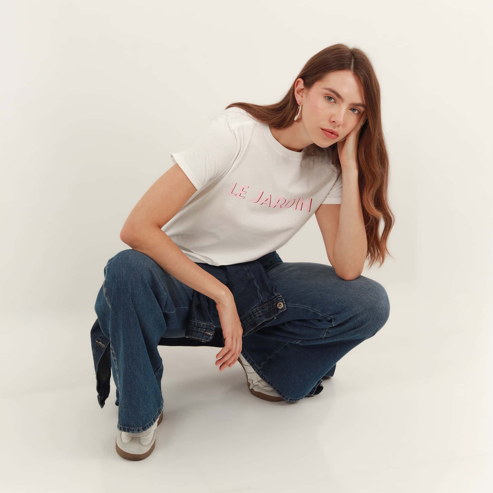 Camiseta cuello redondo manga corta con estampado Le Jardin