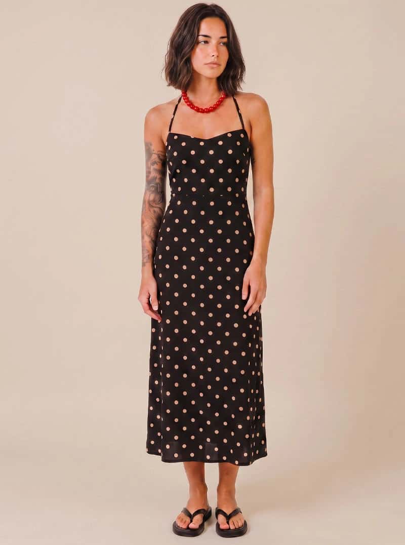 VESTIDO DOTS CAMEL