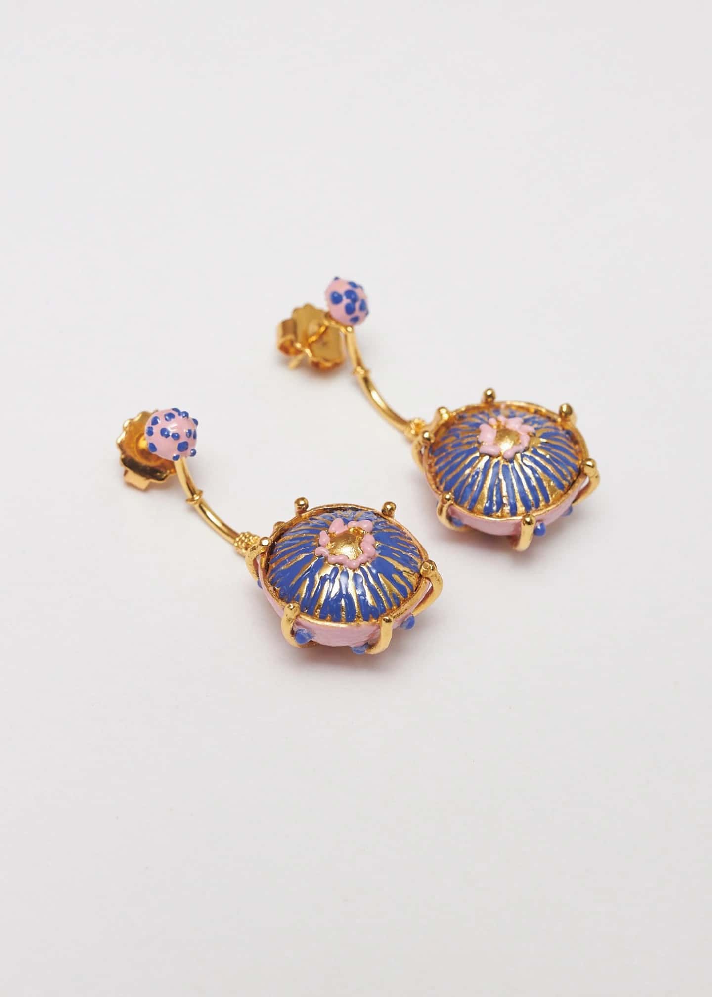 Aretes maxi sombrerito Azul Rosa