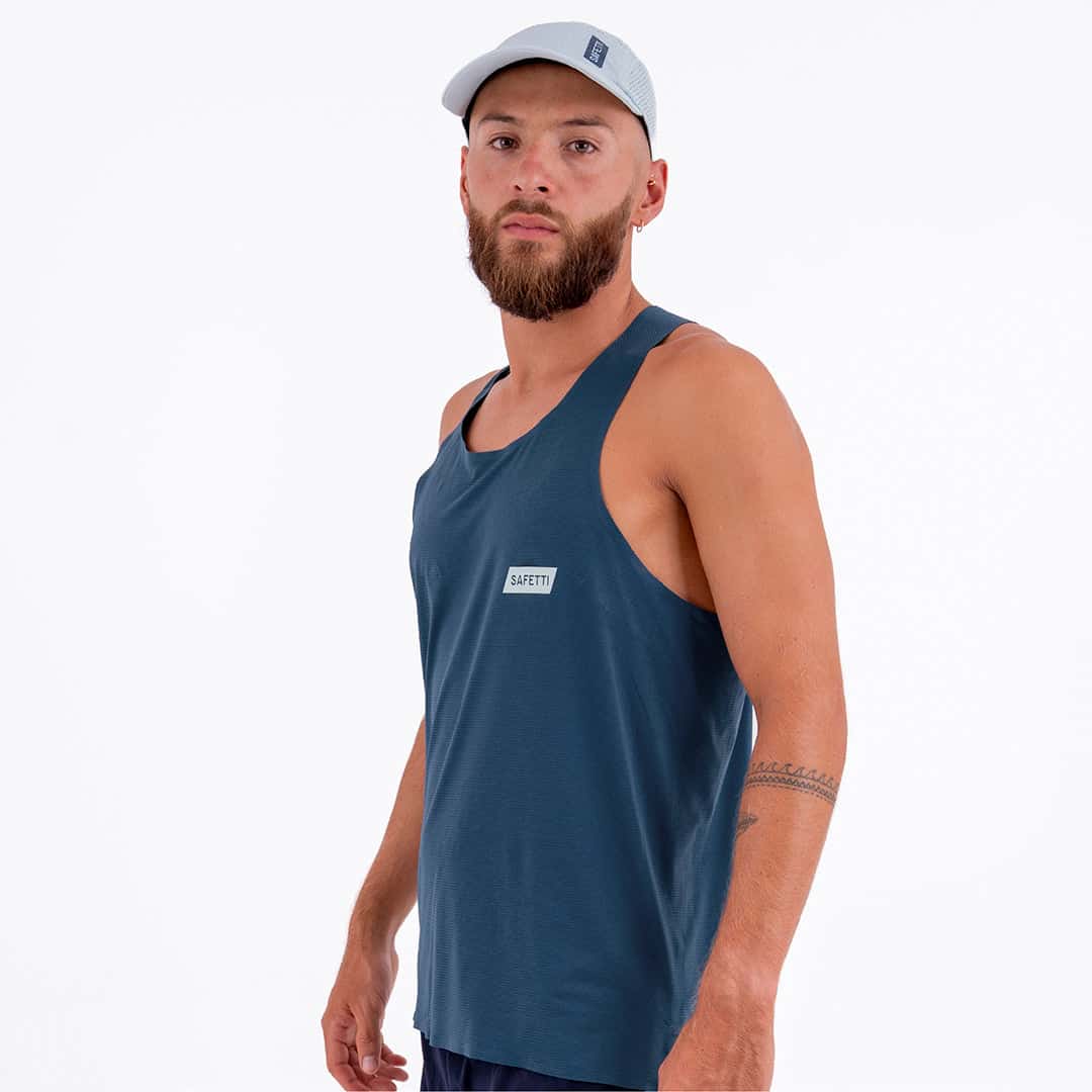 CAMISETA RUNNING MANGA SISA LEVIT AZUL OSCURO PARA HOMBRE - miniatura 3
