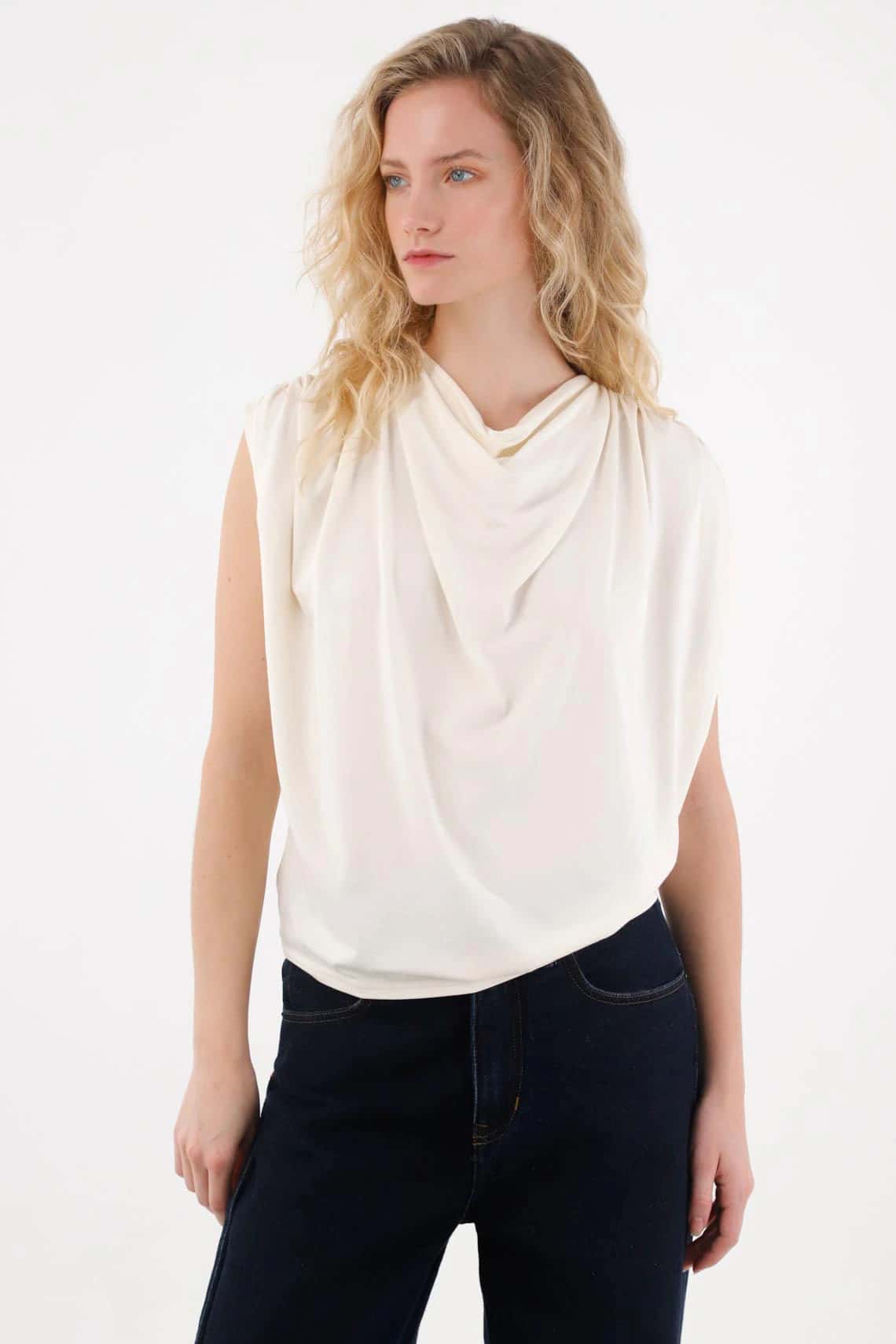 Camiseta con drappeado crudo para mujer