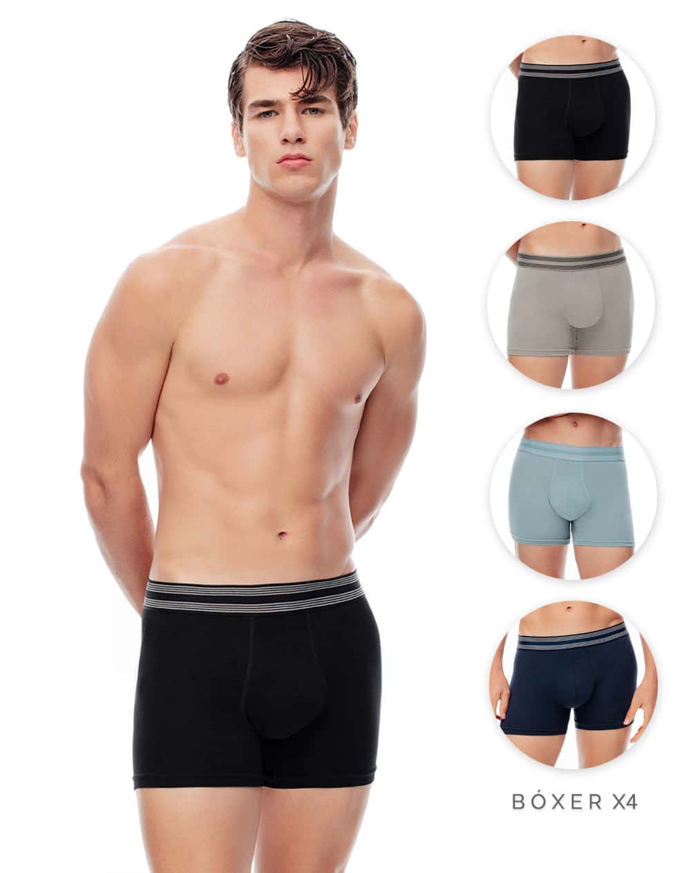 Bóxer medio algodón jersey x4unds surtido