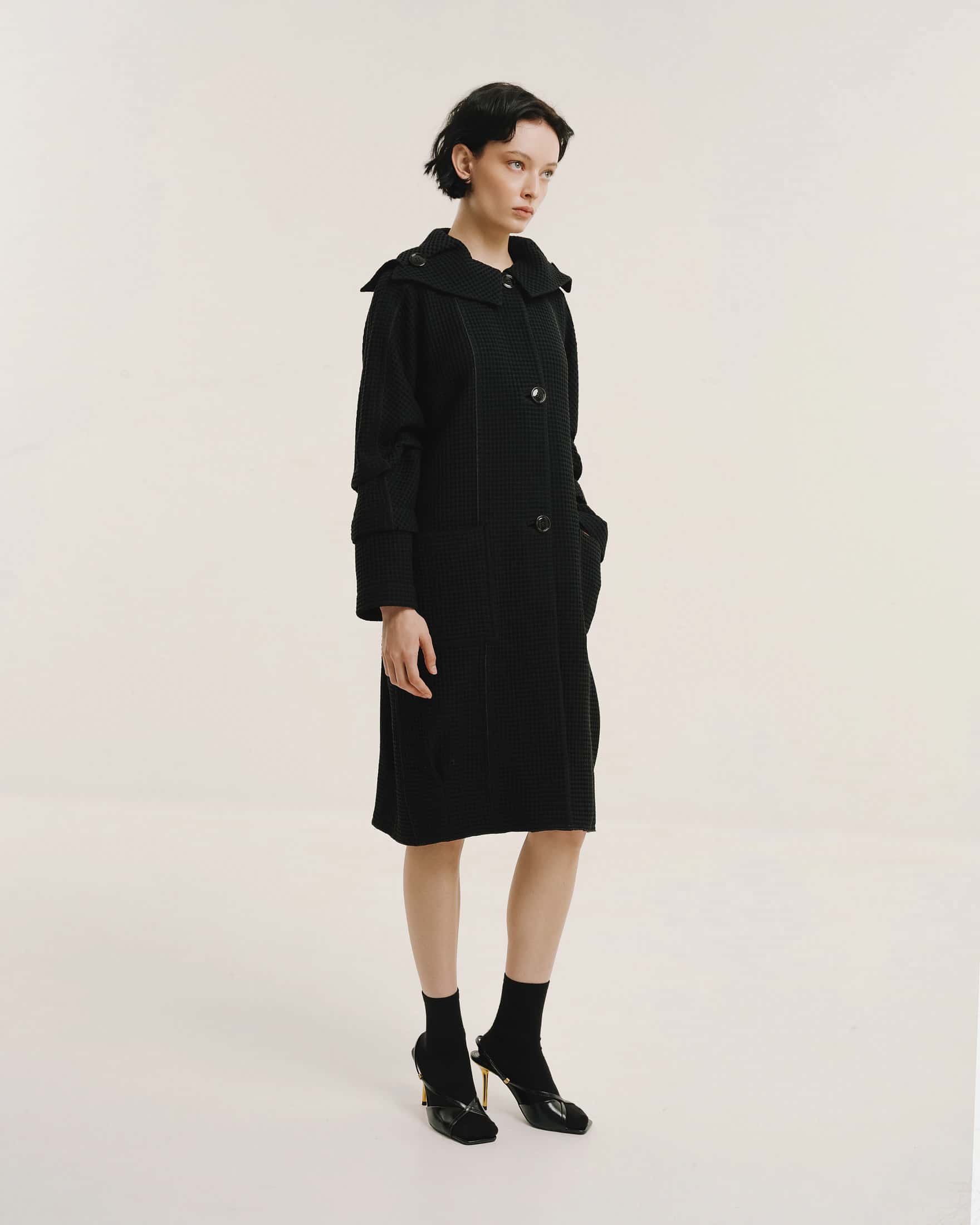 Waffle Lightweight Wool Sailor Coat - miniatura 1