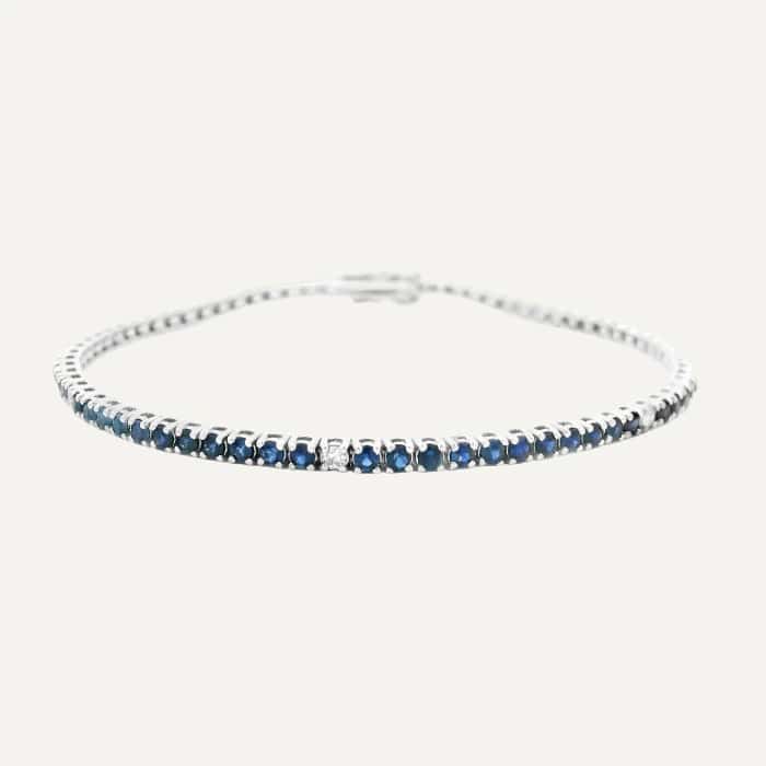 Pulsera Tennis 14k Zafiro Diamante