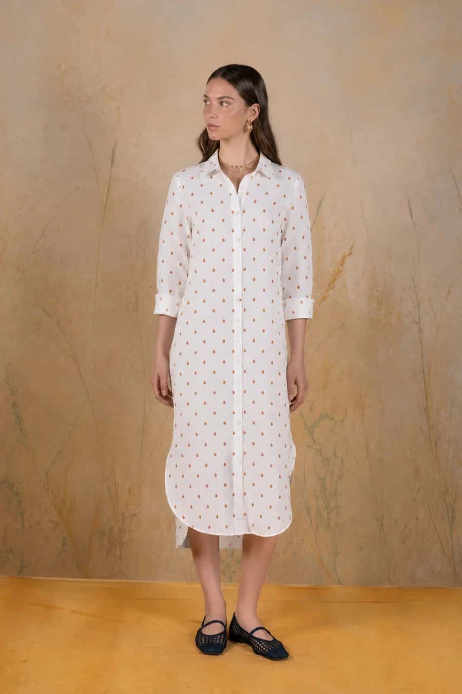 Women's Higuera linen shirt dress white