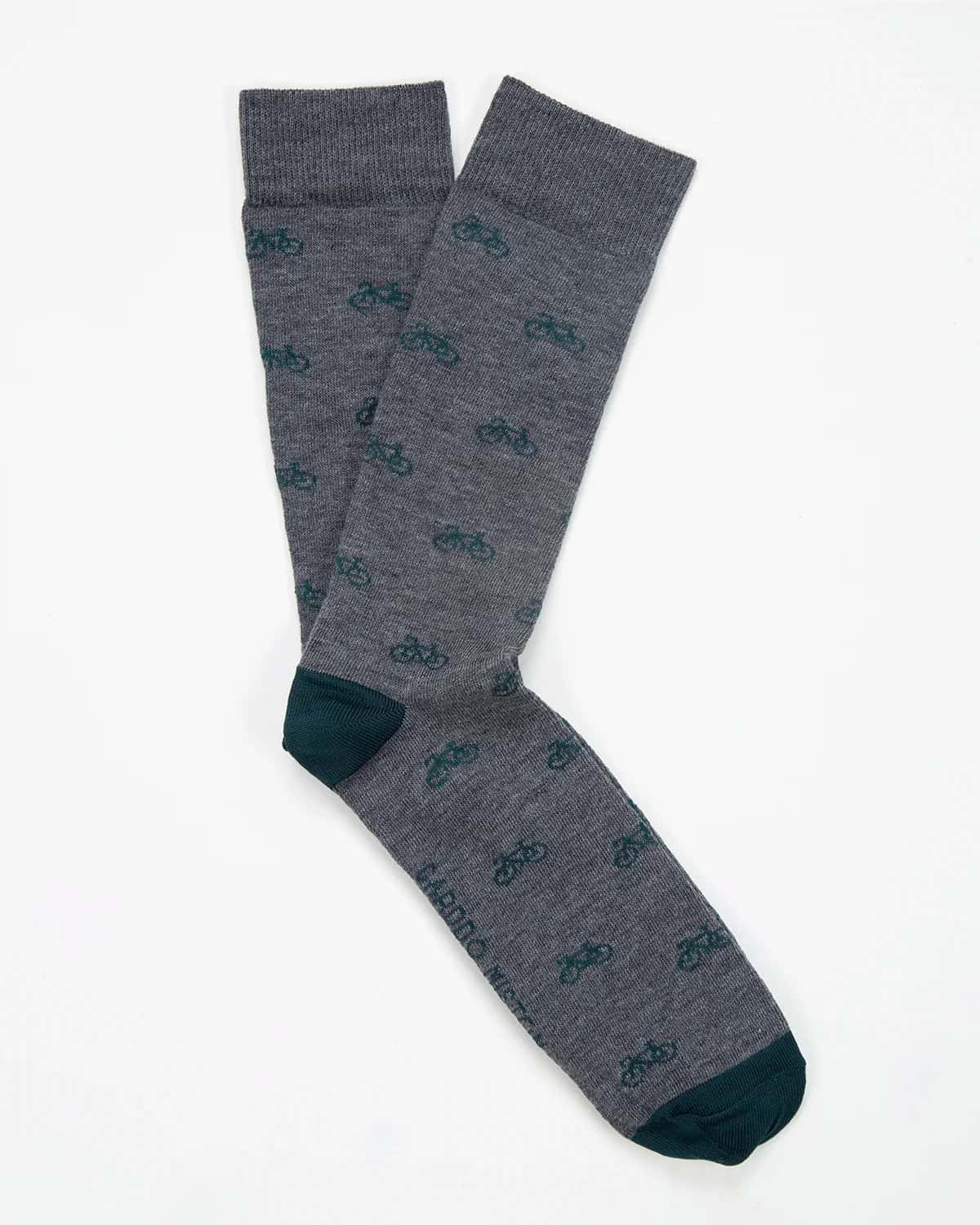 Medias Algodón Estampado Bicicletas Verdes - Fondo Gris