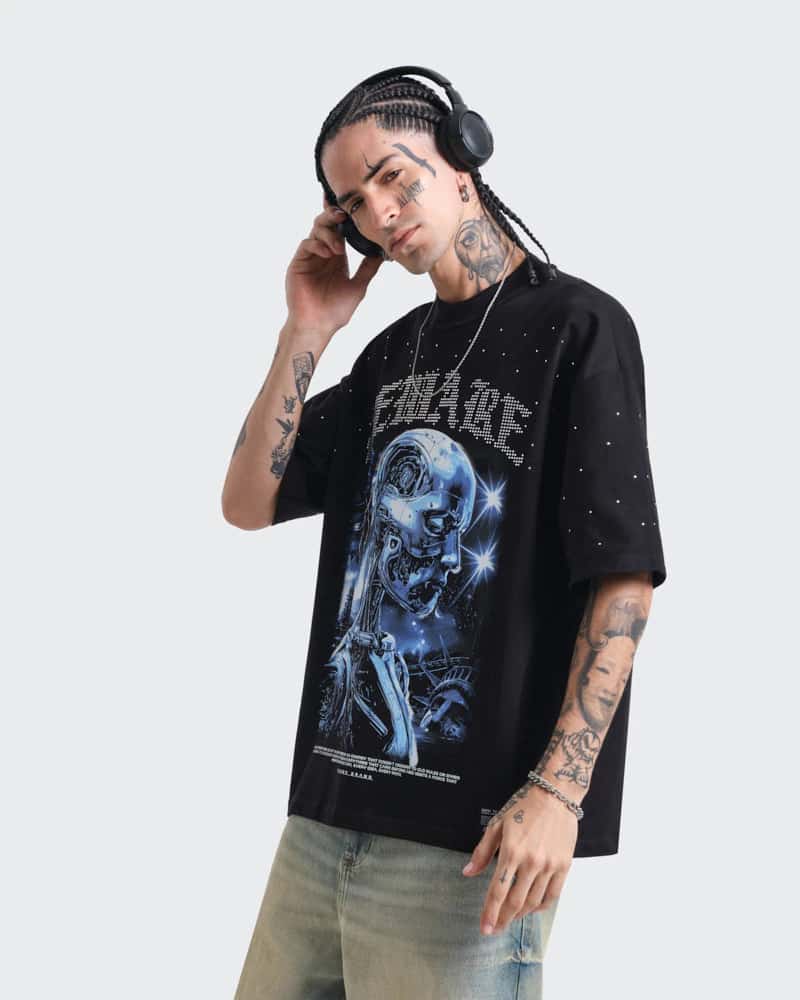 Camiseta Negra Oversize Code X - miniatura 1