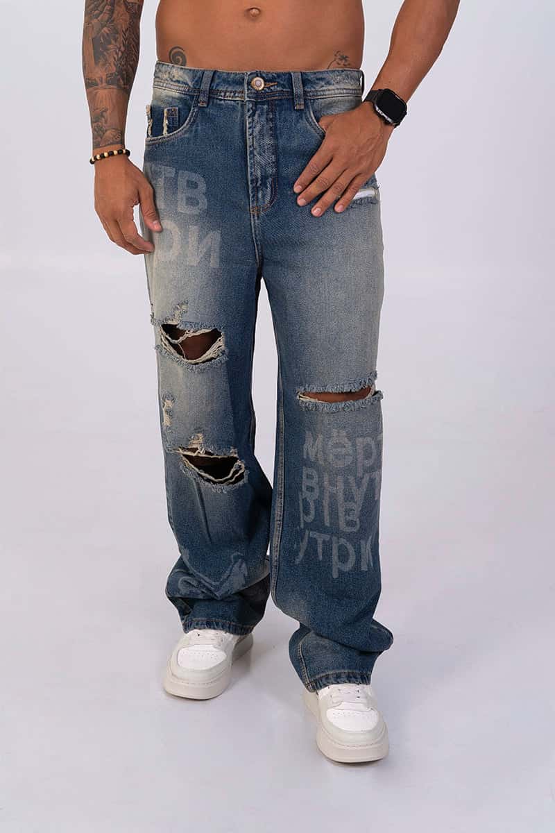Jean moda ancho grafiti