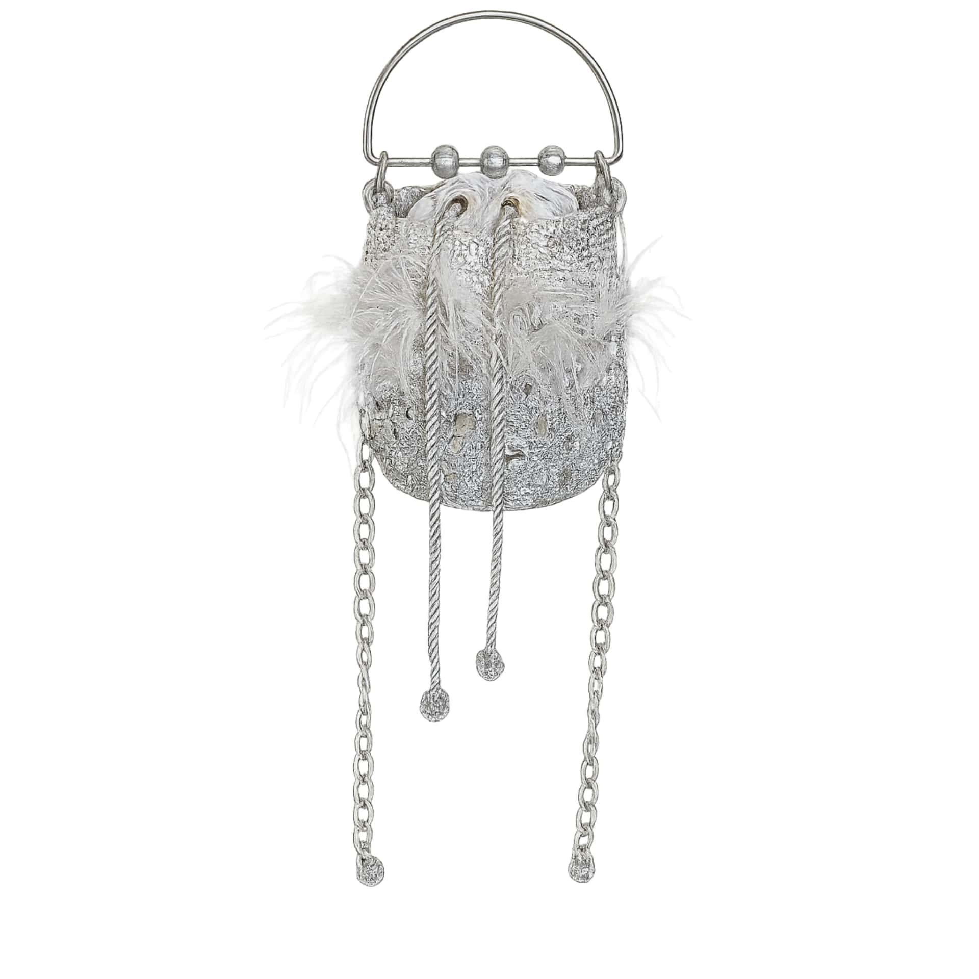 Minaudiére Silver & Feather Bag
