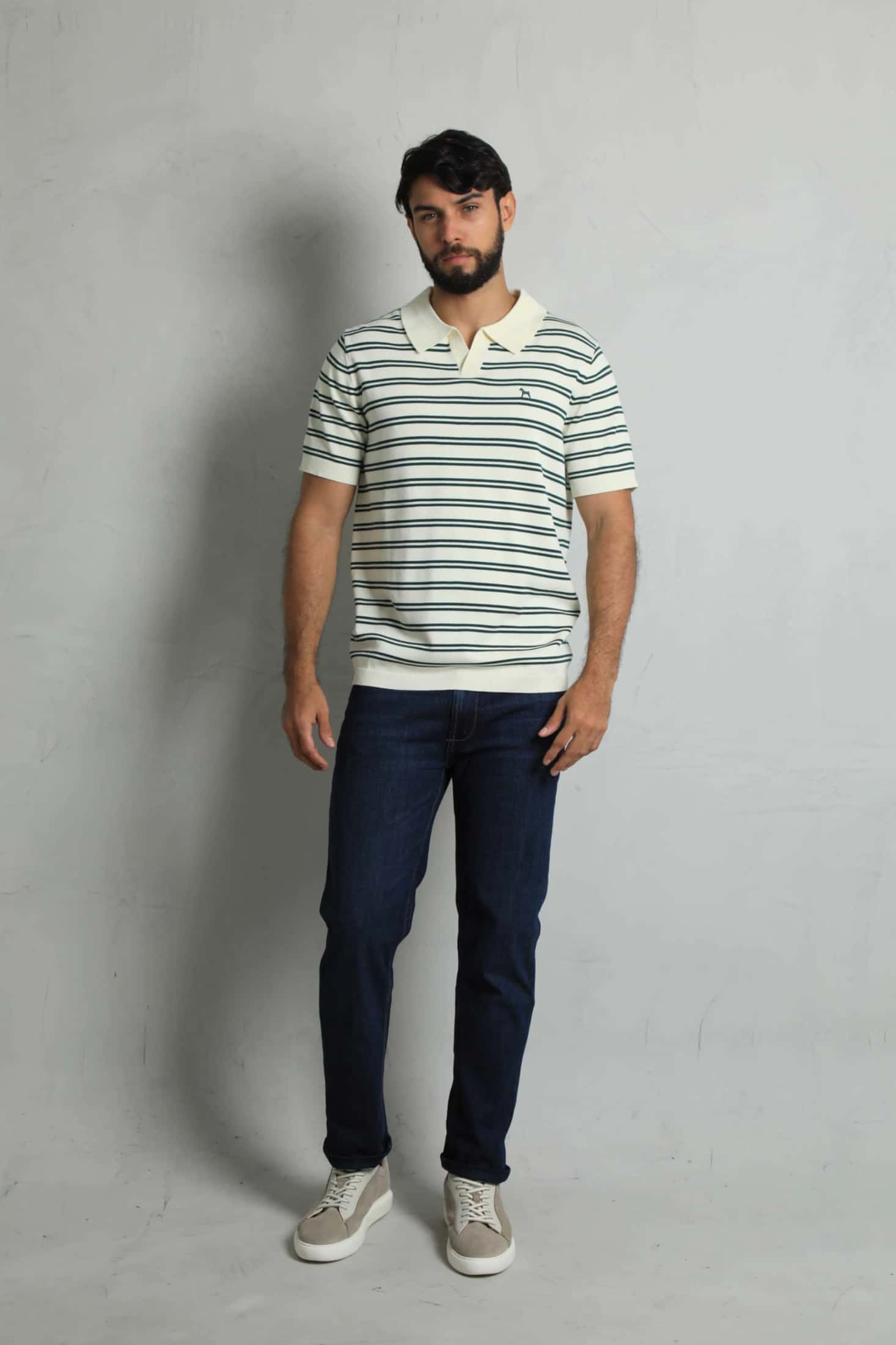 Suéter Fashion Crema - Rayas Verde