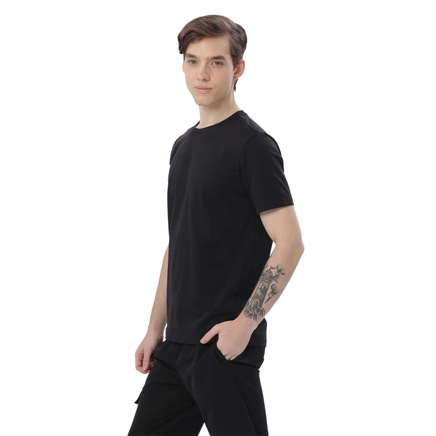 Camisa para Hombre Unicolor Manne Manga Corta Negra