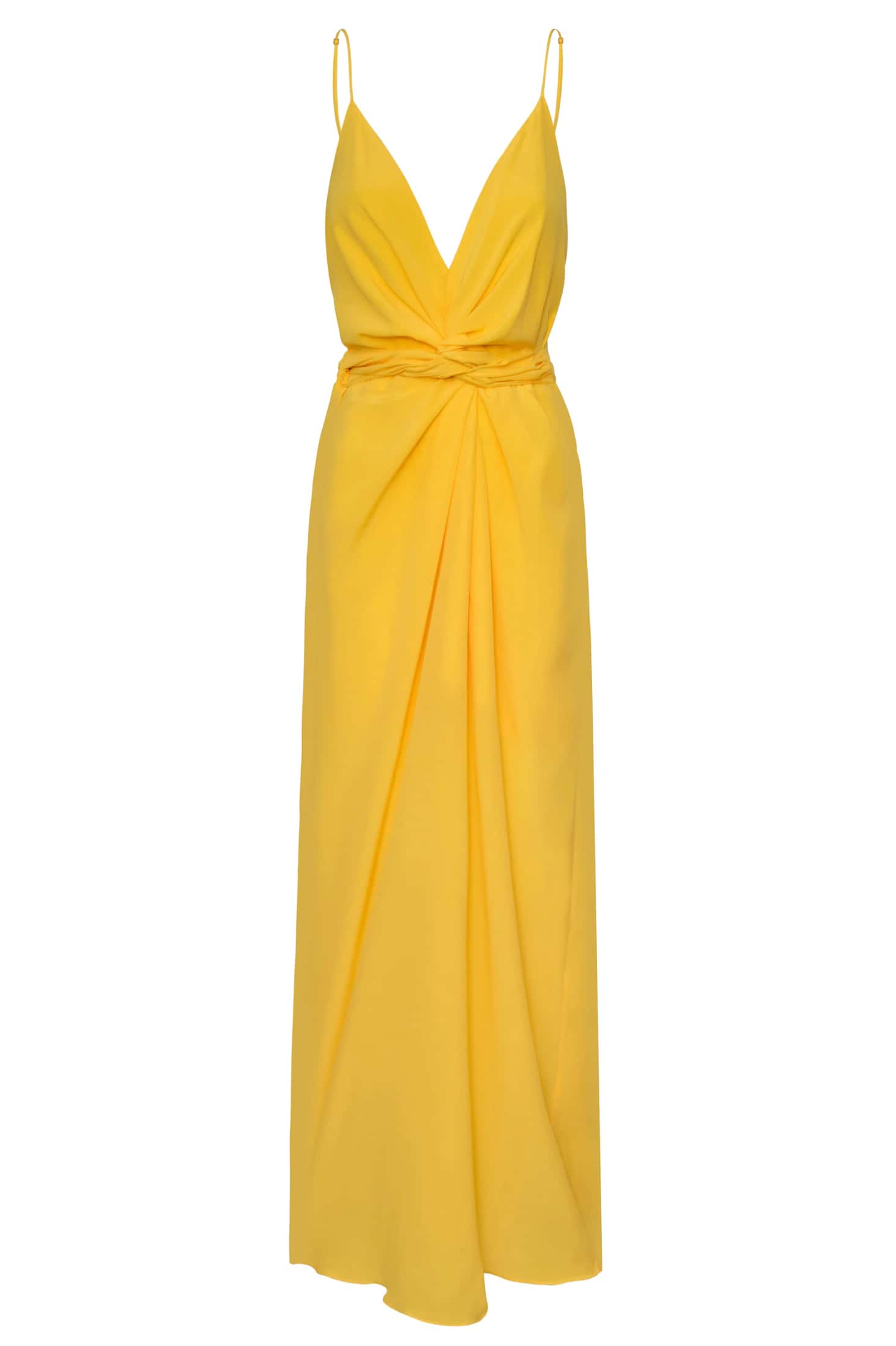Macarena Silk Midi Dress / Yellow