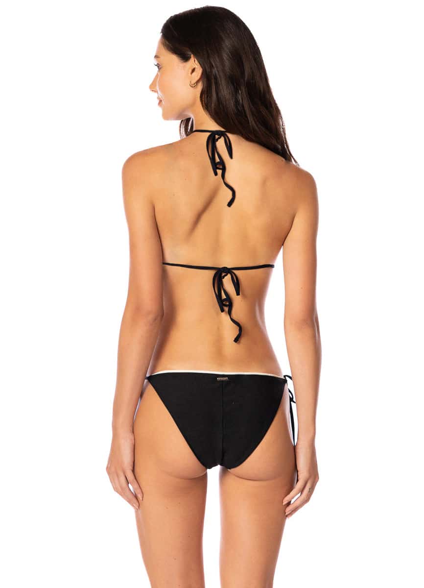 Maaji Midnight Black Shining Low Rise Tie Side Bikini Bottom