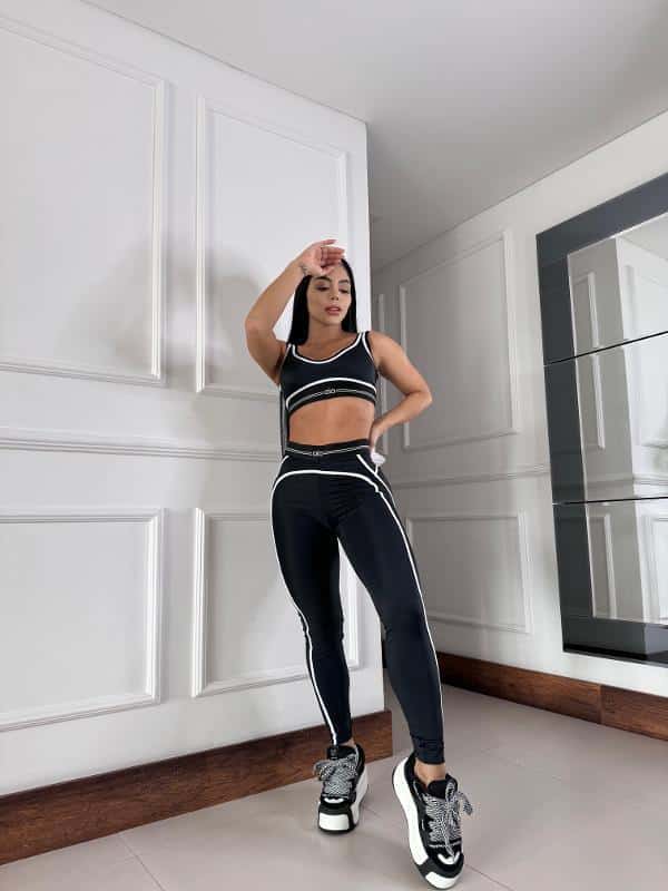 SET ALO NEGRO LEGGINS LINEA BLANCA