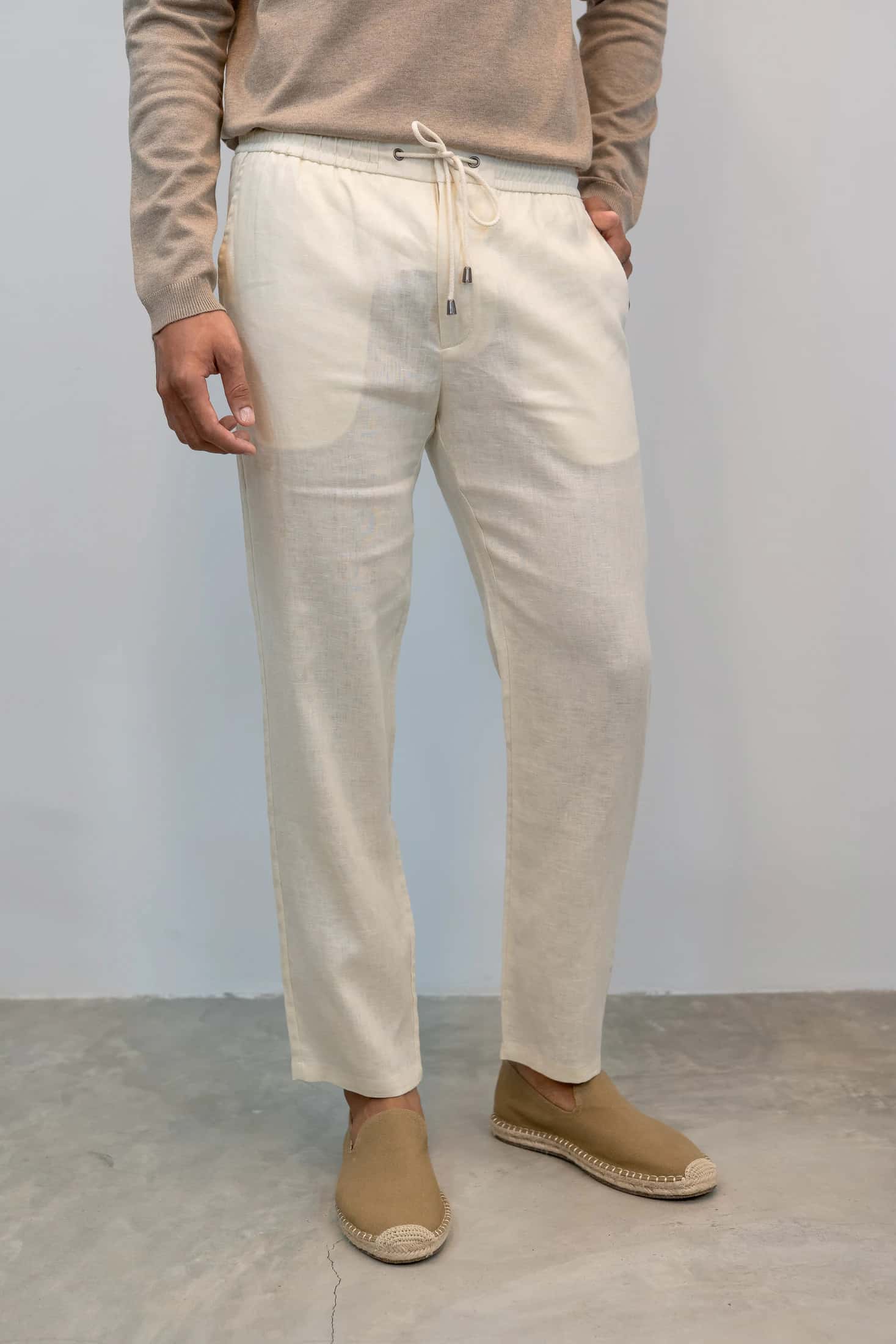 Pantalón Lino Crema/Cordón