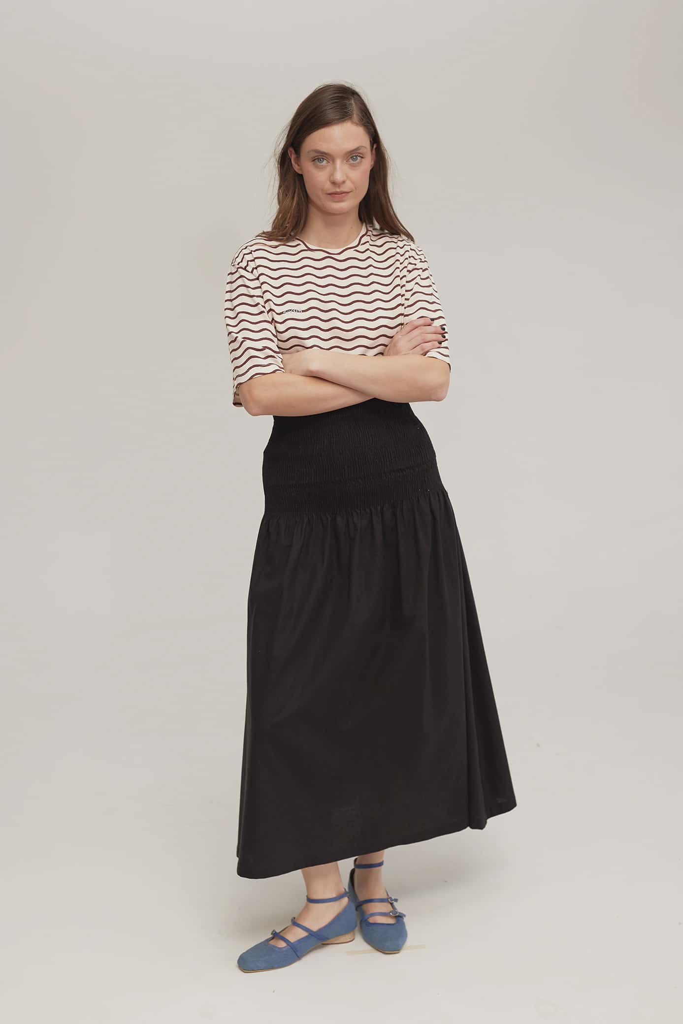 Falda Shirred Negro